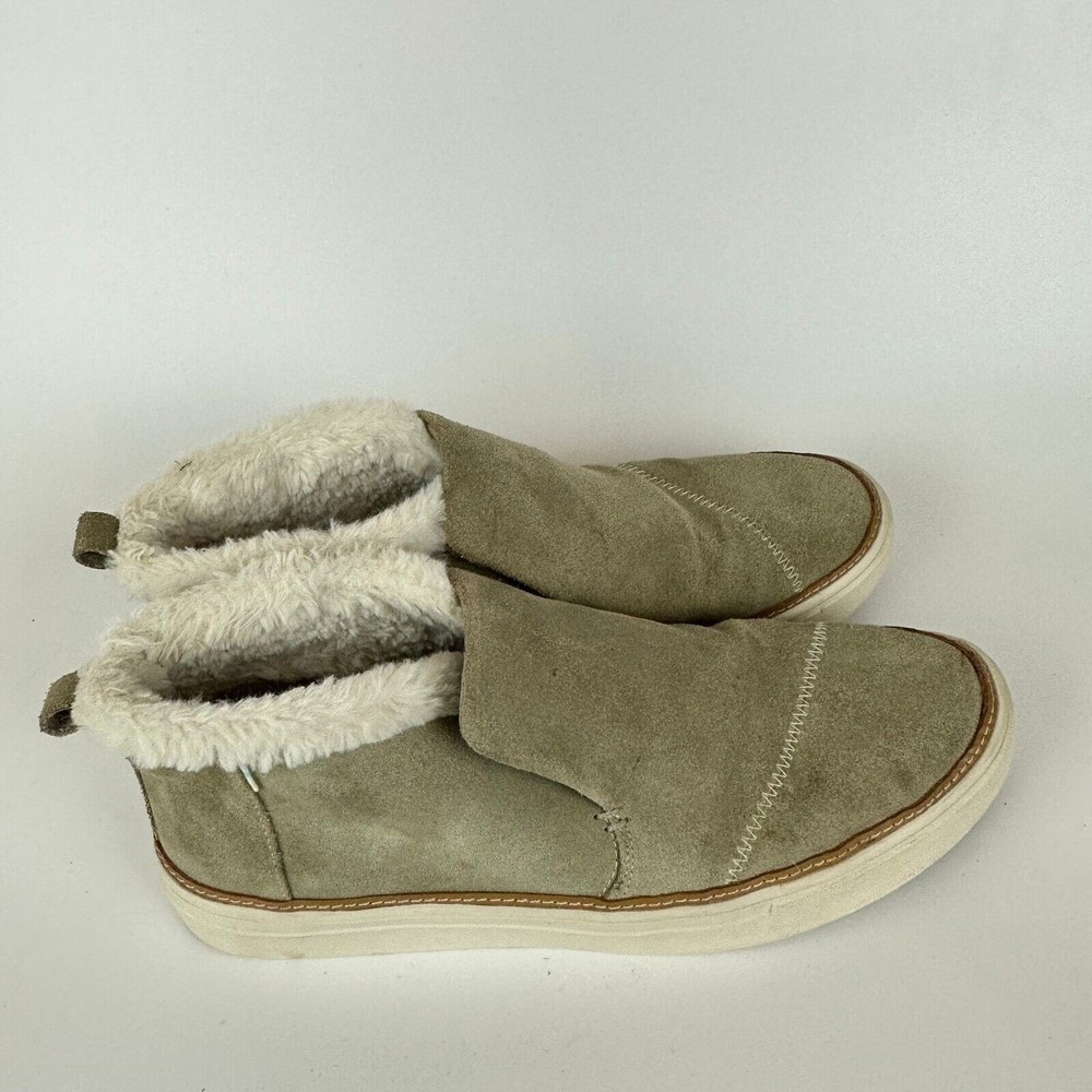 Toms Size 9.5 Womens Paxton Taupe Ankle Sherpa Lined Boots  (6197630)